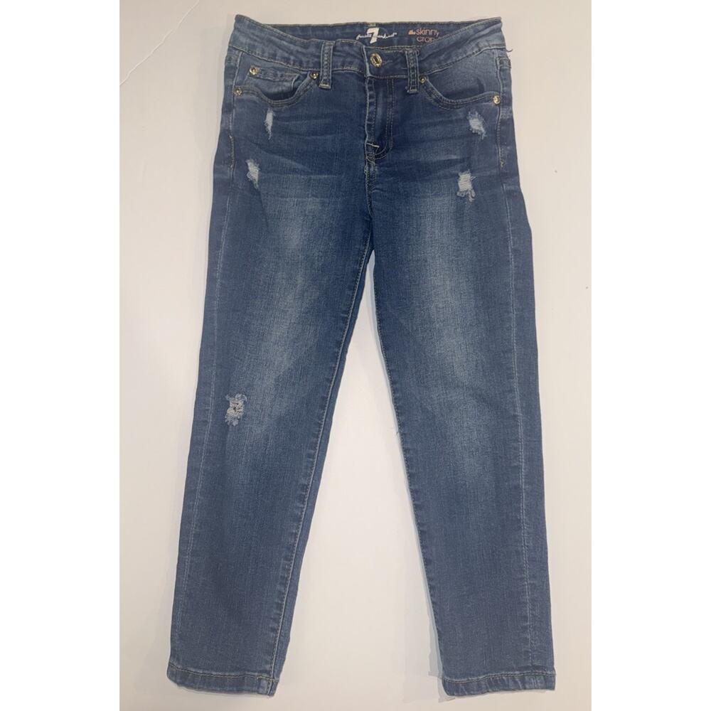 Seven7 Girls Skinny Crop Jeans Size 10 Distressed Stretch Denim